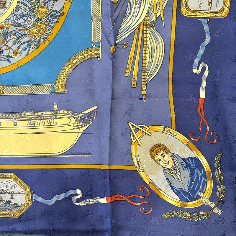 HERMES Scarf, Blue Tone, With Tag