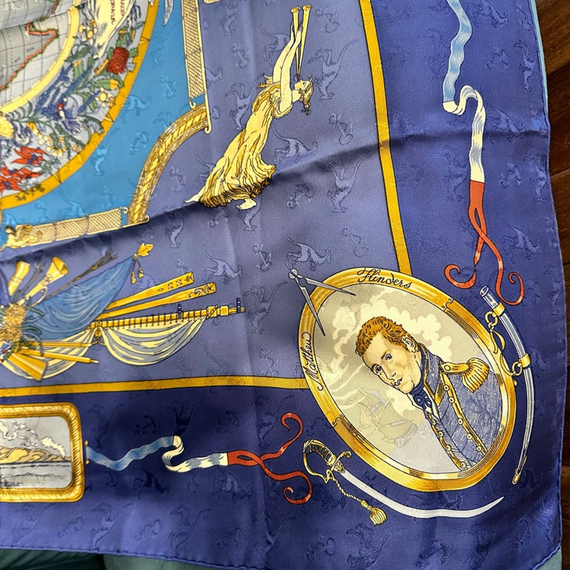 HERMES Scarf, Blue Tone, With Tag