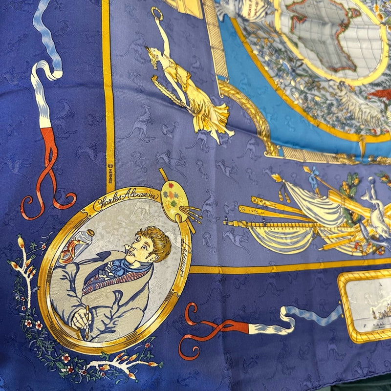 HERMES Scarf, Blue Tone, With Tag