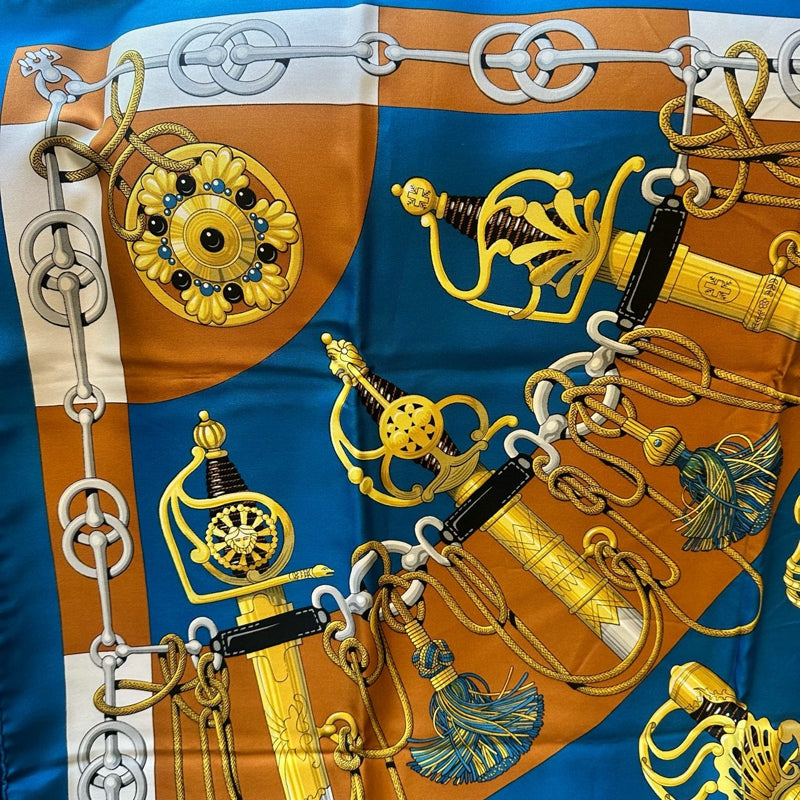 HERMES Carre 90 Silk Scarf Blue With Box