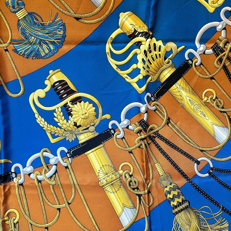 HERMES Carre 90 Silk Scarf Blue With Box