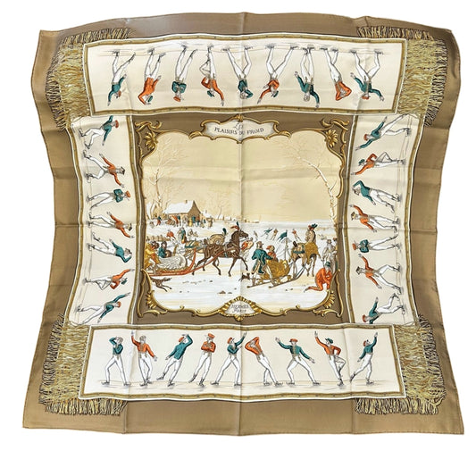 HERMES SCARF, BEIGE TONE, CARRE 90, WITH TAG