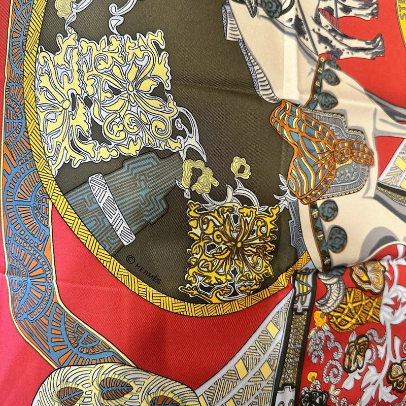 HERMES SCARF, BORDEAUX TONE, WITH TAG & POUCH