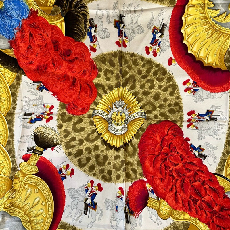 HERMES yellow silk scarf, noble headdress leopard pattern, no care label