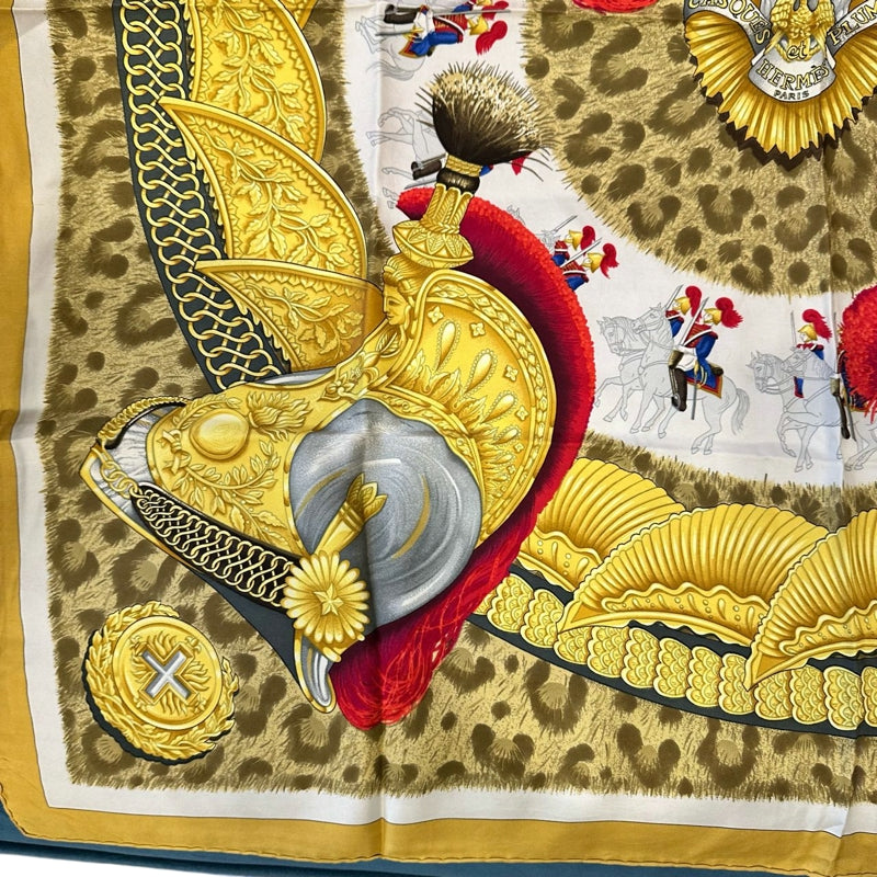 HERMES yellow silk scarf, noble headdress leopard pattern, no care label
