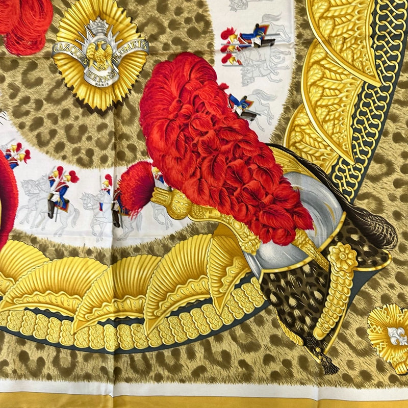 HERMES yellow silk scarf, noble headdress leopard pattern, no care label
