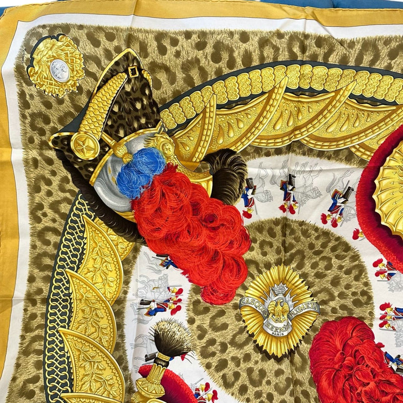HERMES yellow silk scarf, noble headdress leopard pattern, no care label