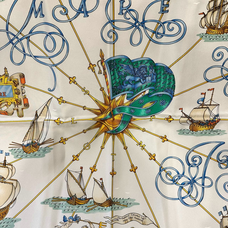 HERMES Carre 90 Silk Scarf Green With Tag Stain