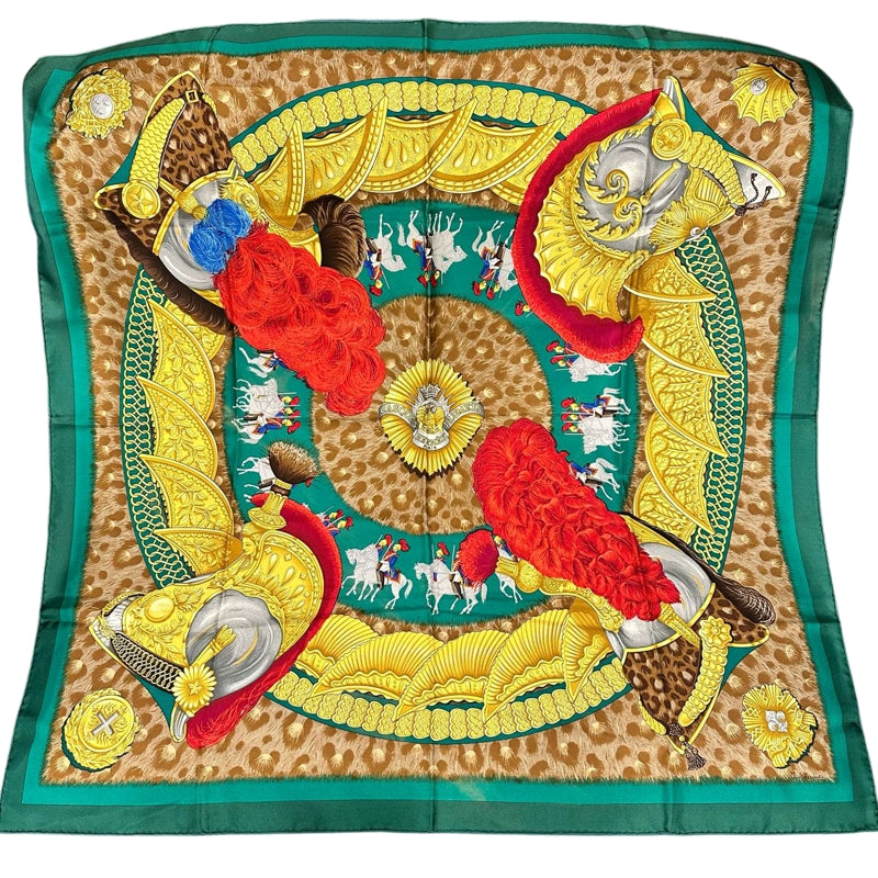 HERMES multicolor eagle pattern scarf, no care label