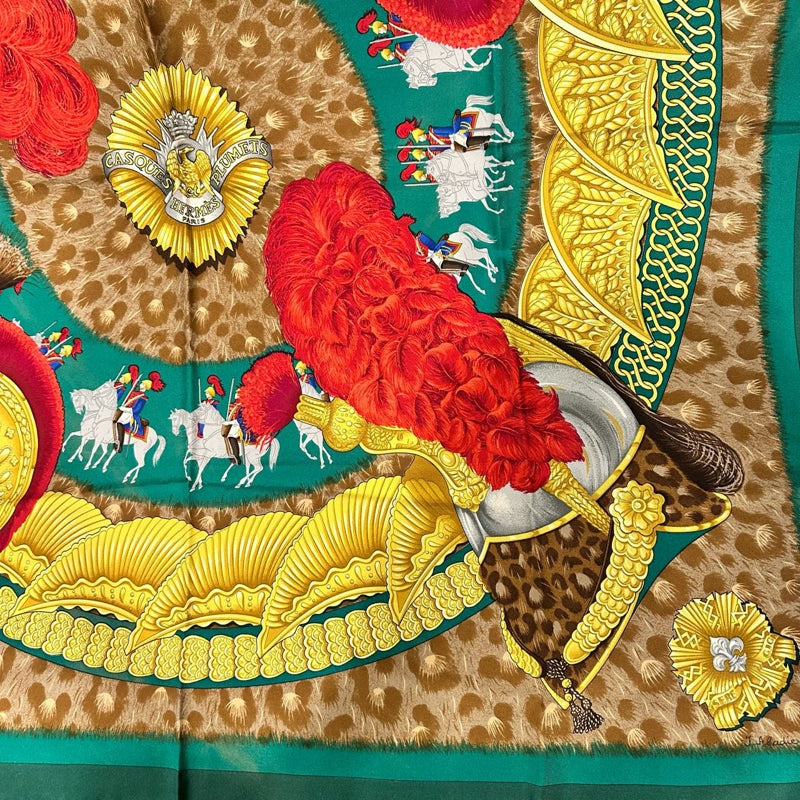 HERMES multicolor eagle pattern scarf, no care label