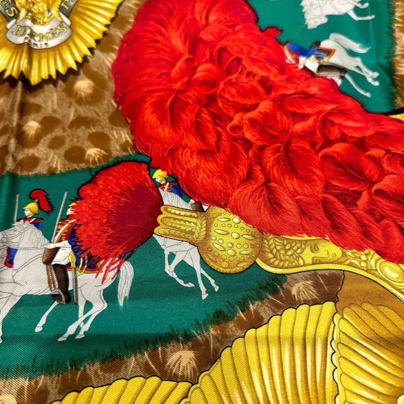 HERMES multicolor eagle pattern scarf, no care label