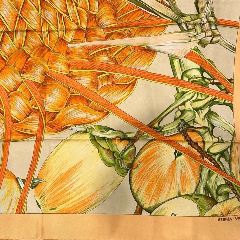 HERMES Carre 90 Silk Scarf Orange With Tag Stain