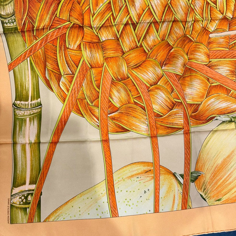 HERMES Carre 90 Silk Scarf Orange With Tag Stain