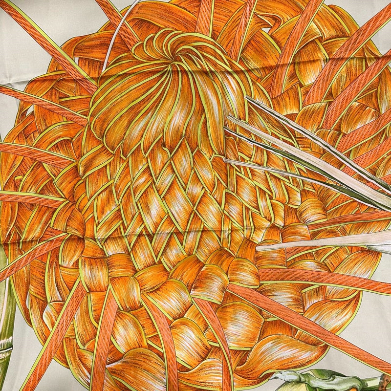 HERMES Carre 90 Silk Scarf Orange With Tag Stain