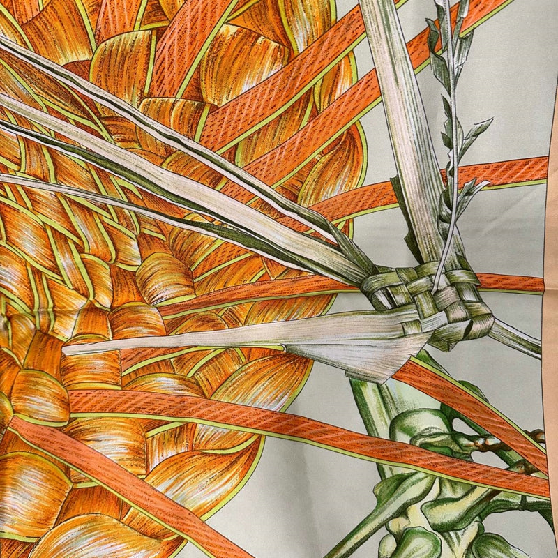 HERMES Carre 90 Silk Scarf Orange With Tag Stain