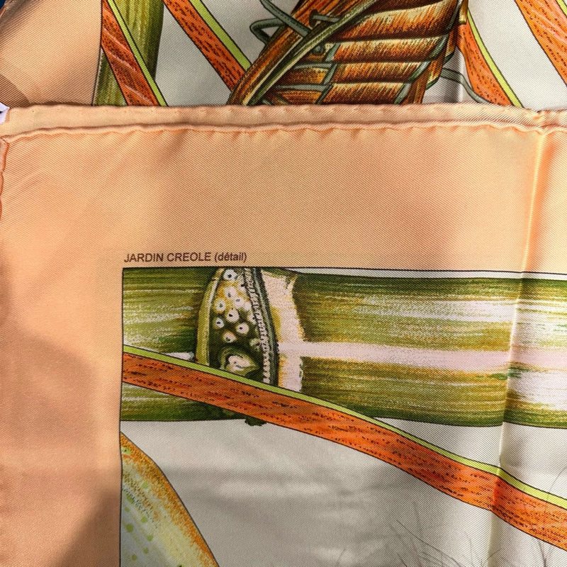 HERMES Carre 90 Silk Scarf Orange With Tag Stain