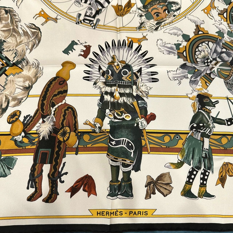 HERMES Carre 90 Silk Scarf Black With Tag Stain