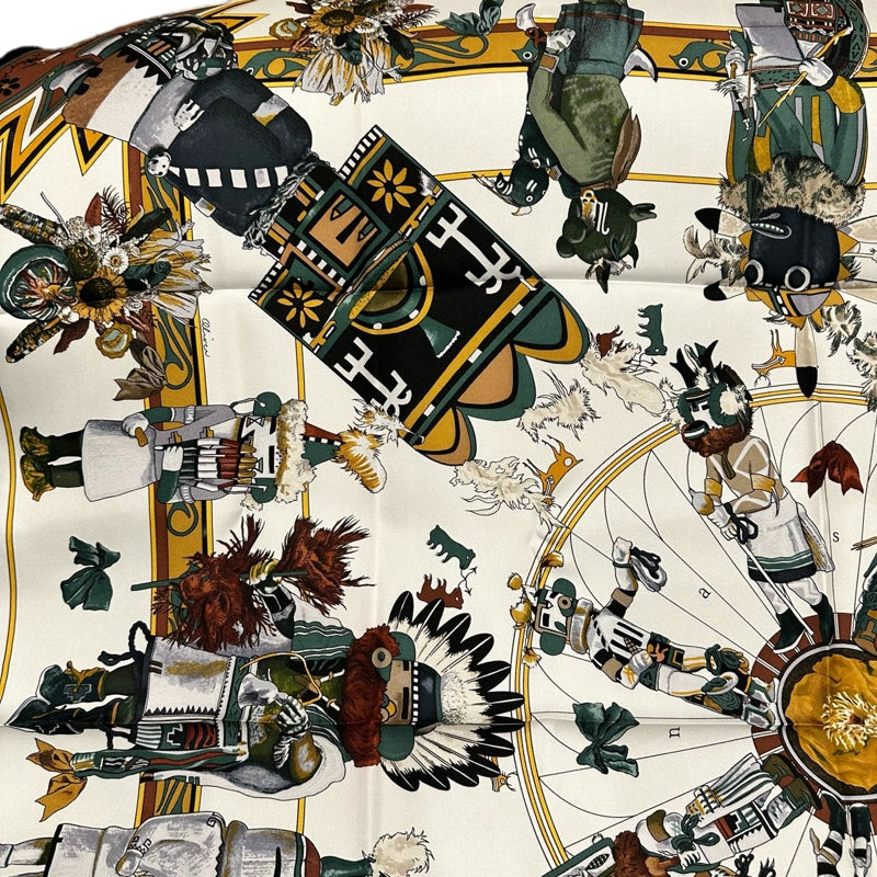 HERMES Carre 90 Silk Scarf Black With Tag Stain