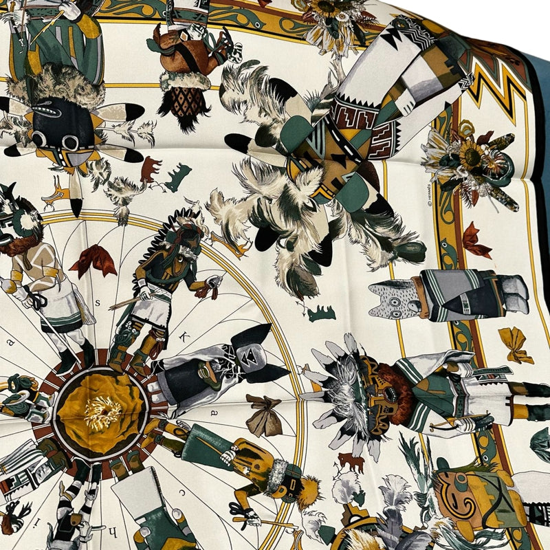 HERMES Carre 90 Silk Scarf Black With Tag Stain