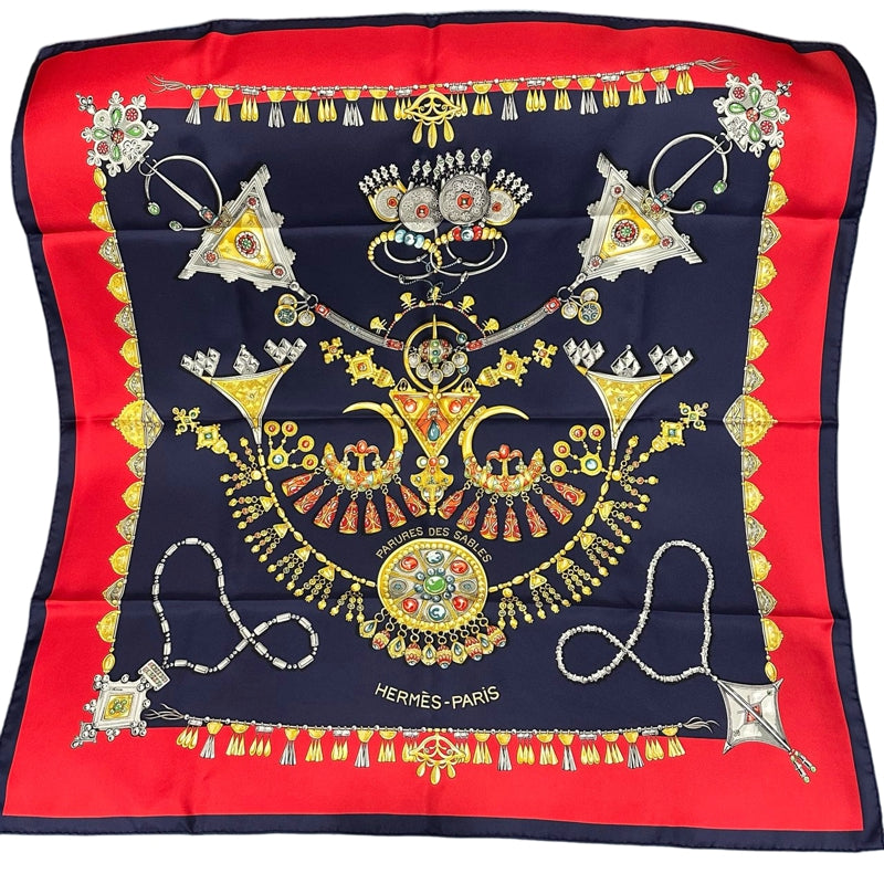 HERMES Carre 90 Silk Scarf Navy With Box