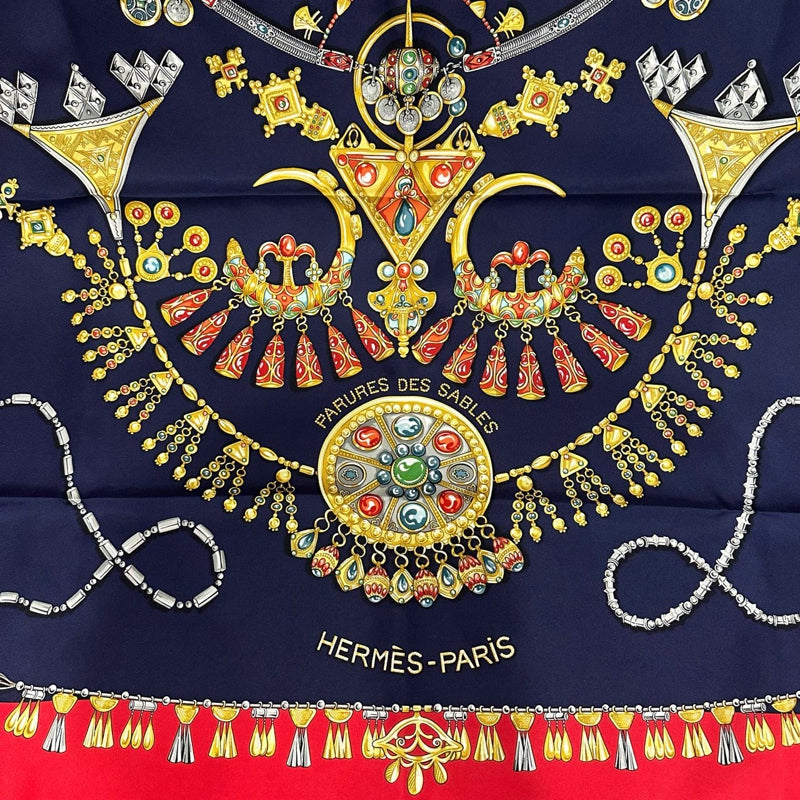 HERMES Carre 90 Silk Scarf Navy With Box