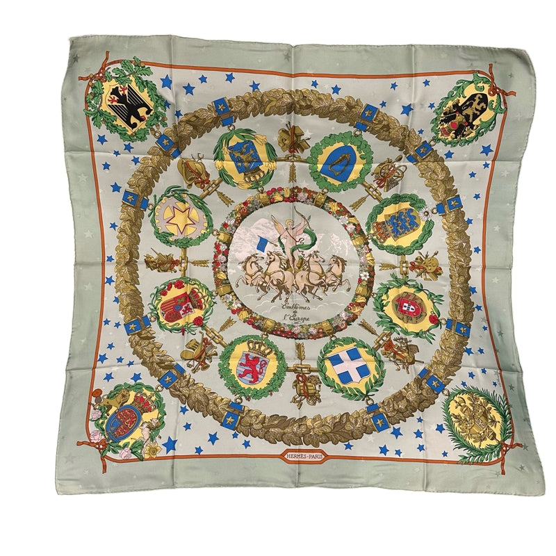 HERMES Carre 90 Silk Scarf Green With Box