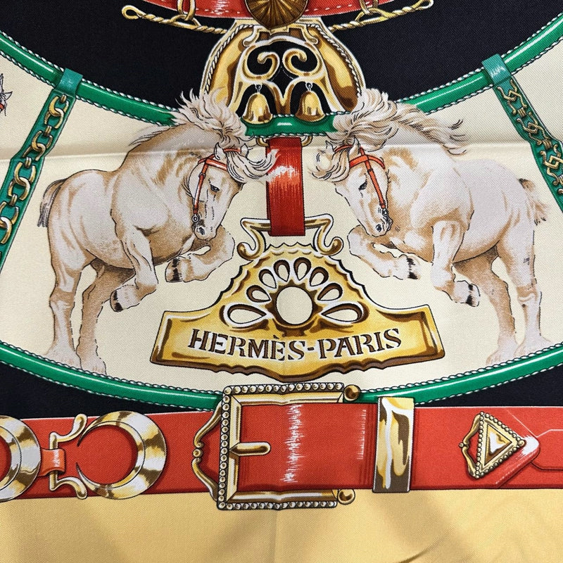 HERMES Carre 90 Silk Scarf Yellow With Box