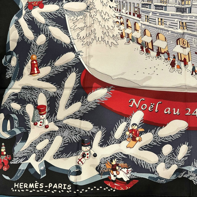 HERMES Carre 90 Silk Scarf Navy With Box