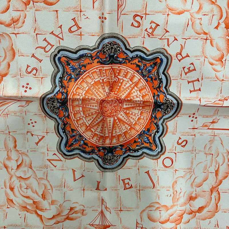 HERMES Carre 90 Silk Scarf Orange With Box
