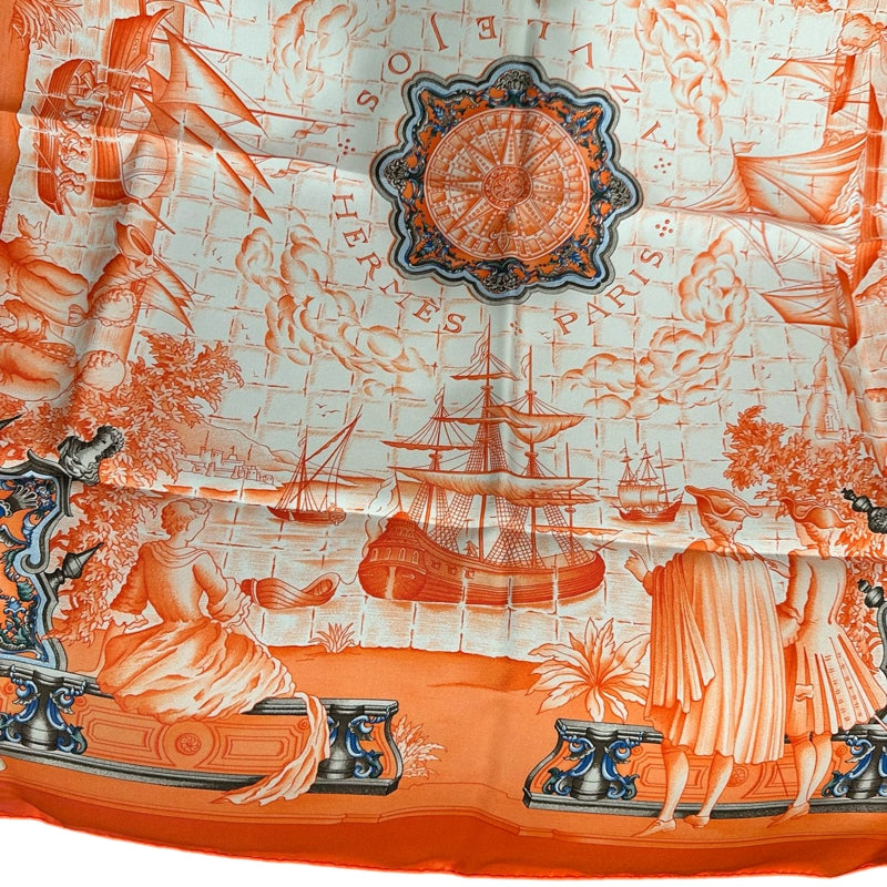 HERMES Carre 90 Silk Scarf Orange With Box
