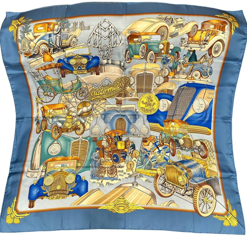 HERMES Scarf, Blue Tone, With Tag & Box