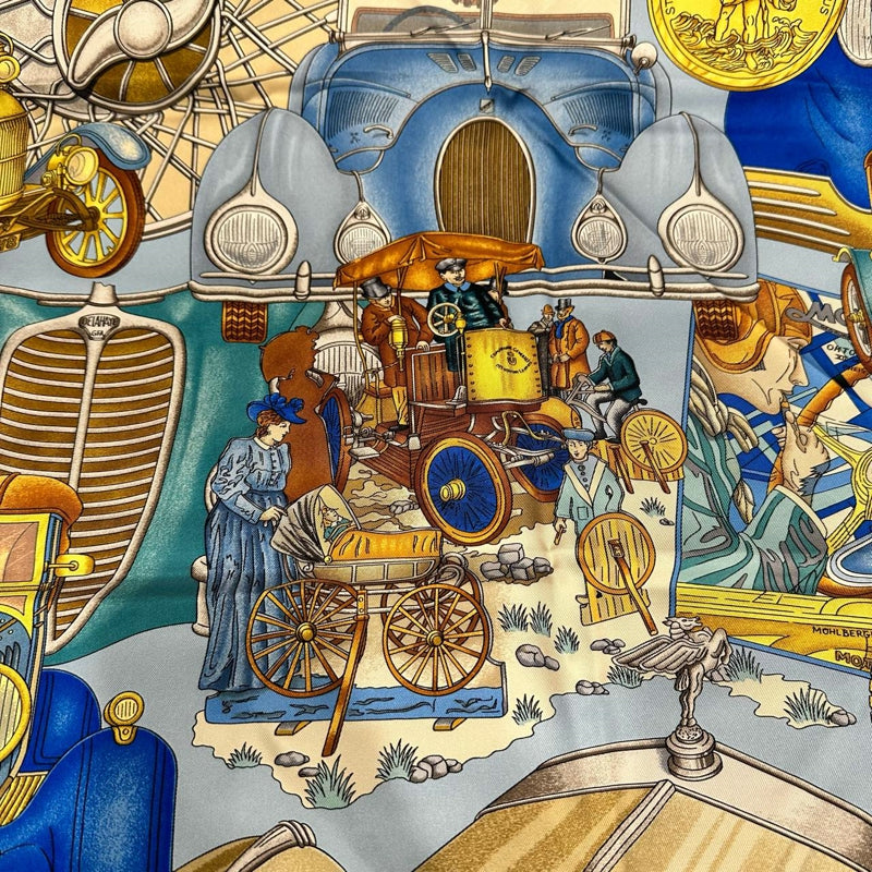 HERMES Scarf, Blue Tone, With Tag & Box