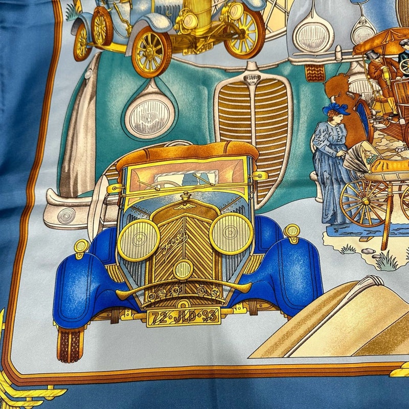HERMES Scarf, Blue Tone, With Tag & Box