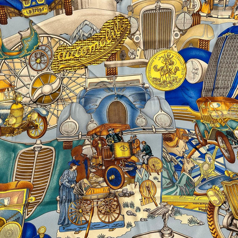 HERMES Scarf, Blue Tone, With Tag & Box