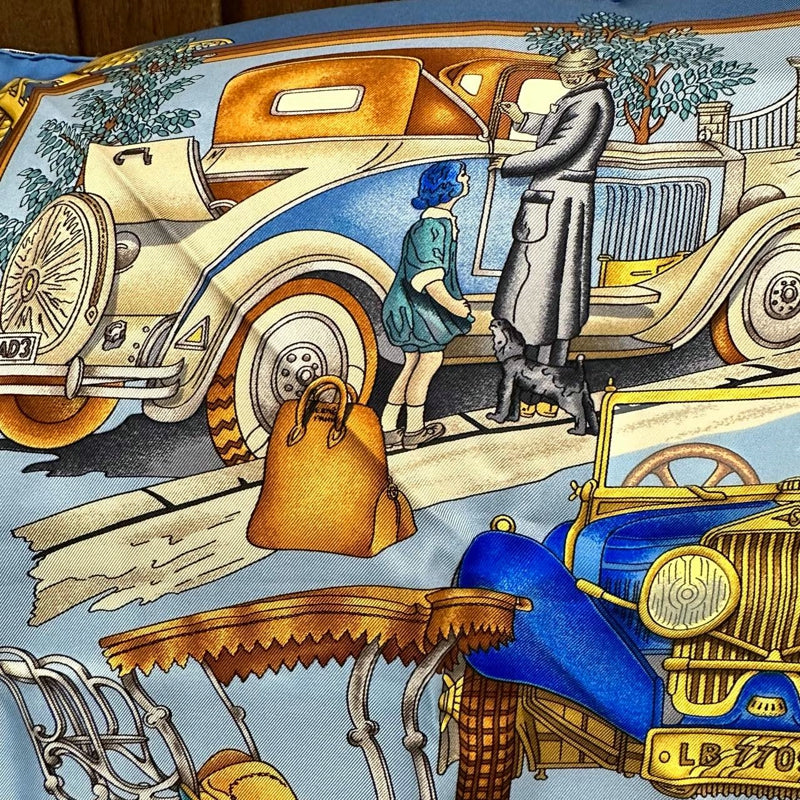 HERMES Scarf, Blue Tone, With Tag & Box