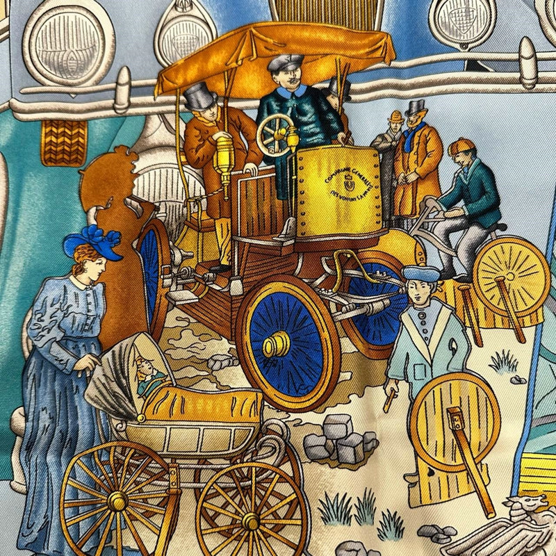 HERMES Scarf, Blue Tone, With Tag & Box