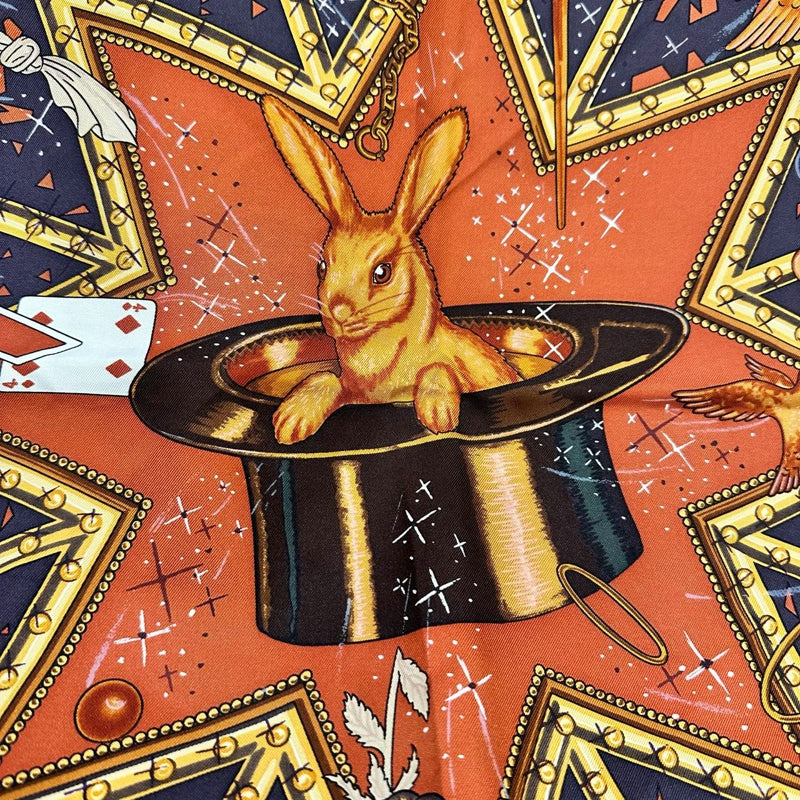 HERMES Carre 90 Silk Scarf Playing Cards Brown With Box