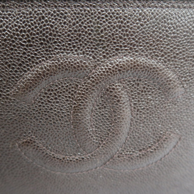 CHANEL Coco Mark Vanity Bag, Brown Caviar Leather, Gold Hardware, with Shoulder Strap & Guarantee Card