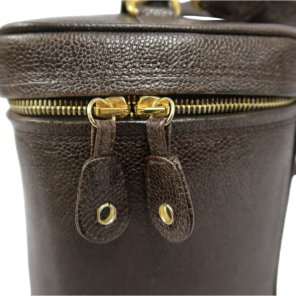 CHANEL Coco Mark Vanity Bag, Brown Caviar Leather, Gold Hardware, with Shoulder Strap & Guarantee Card