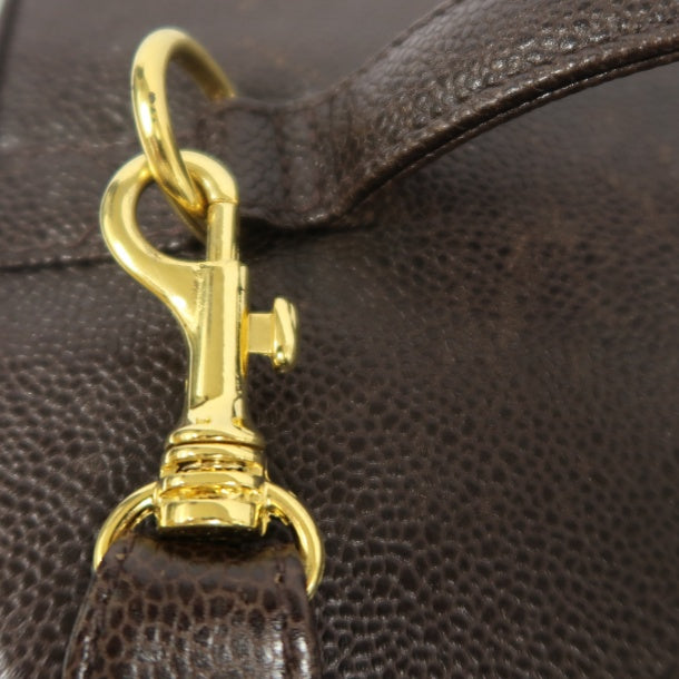 CHANEL Coco Mark Vanity Bag, Brown Caviar Leather, Gold Hardware, with Shoulder Strap & Guarantee Card