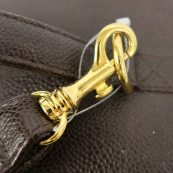 CHANEL Coco Mark Vanity Bag, Brown Caviar Leather, Gold Hardware, with Shoulder Strap & Guarantee Card