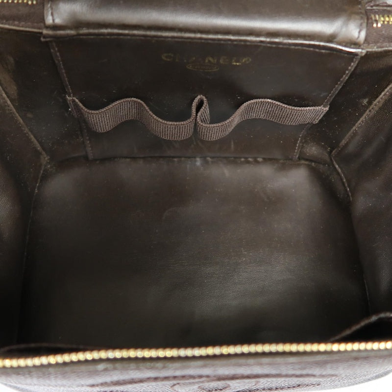 CHANEL Coco Mark Vanity Bag, Brown Caviar Leather, Gold Hardware, with Shoulder Strap & Guarantee Card
