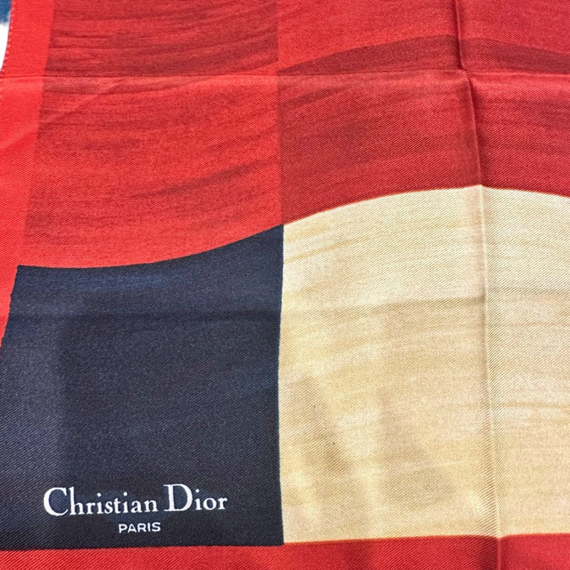 DIOR red, blue and white color-block scarf/handkerchief, no care label