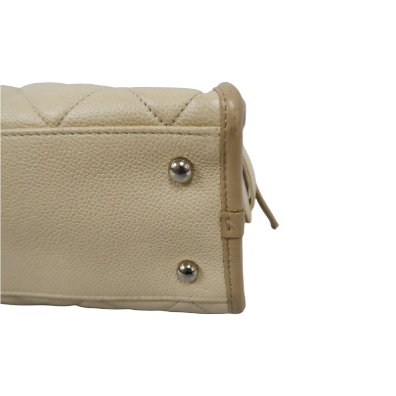 CHANEL Beige Quilted Calfskin Crossbody Bag with Silver Hardware