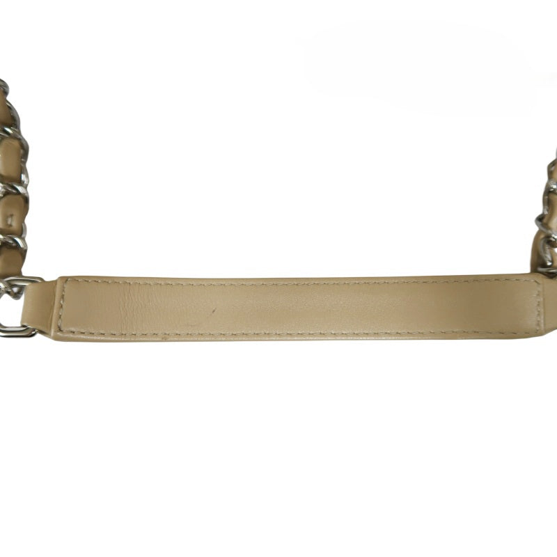 CHANEL Beige Quilted Calfskin Crossbody Bag with Silver Hardware