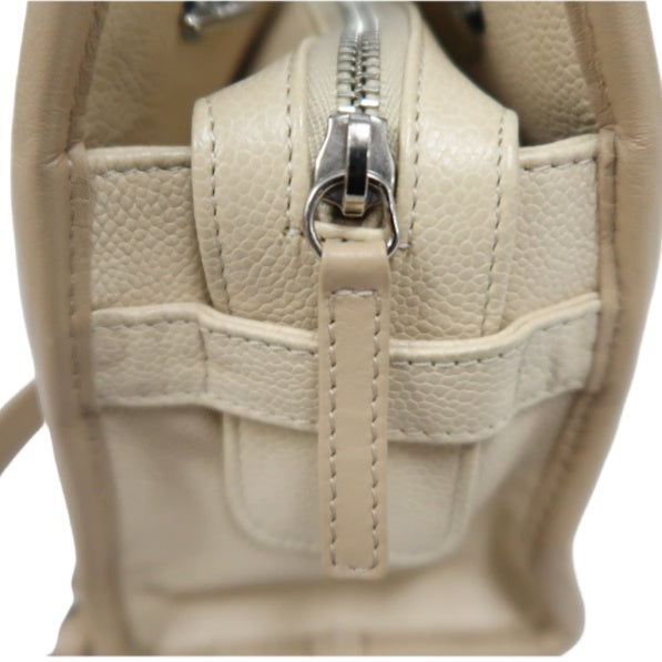 CHANEL Beige Quilted Calfskin Crossbody Bag with Silver Hardware