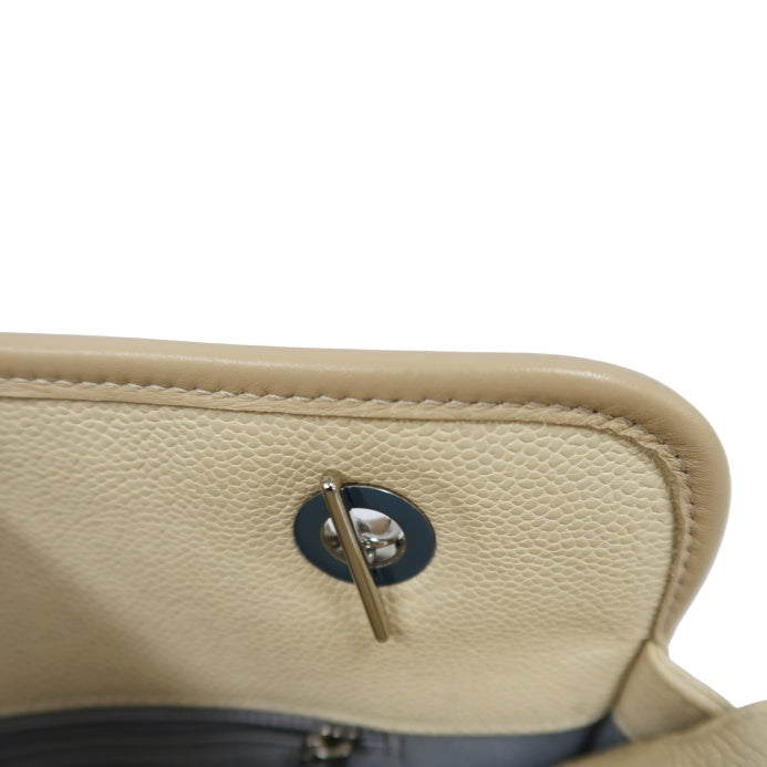 CHANEL Beige Quilted Calfskin Crossbody Bag with Silver Hardware