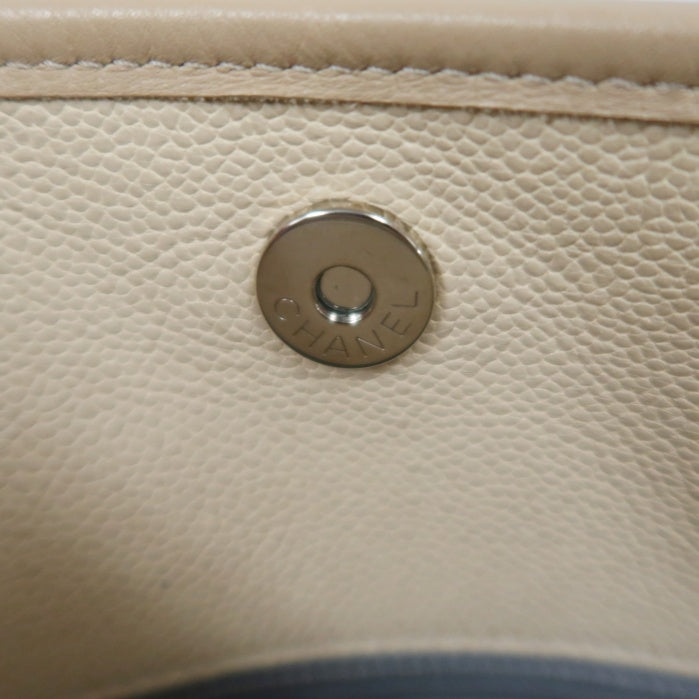 CHANEL Beige Quilted Calfskin Crossbody Bag with Silver Hardware
