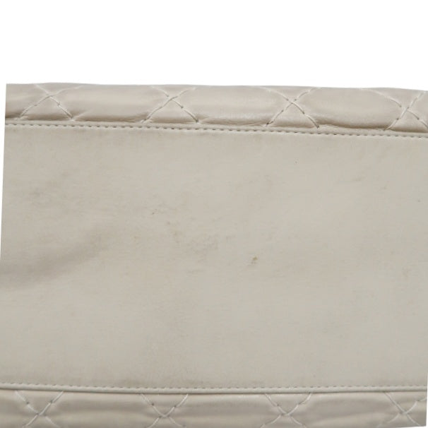 CHANEL Lambskin Shoulder Bag with Chain, Beige, Silver Hardware (Bowling Bag Style, Calfskin, 14K Hardware)