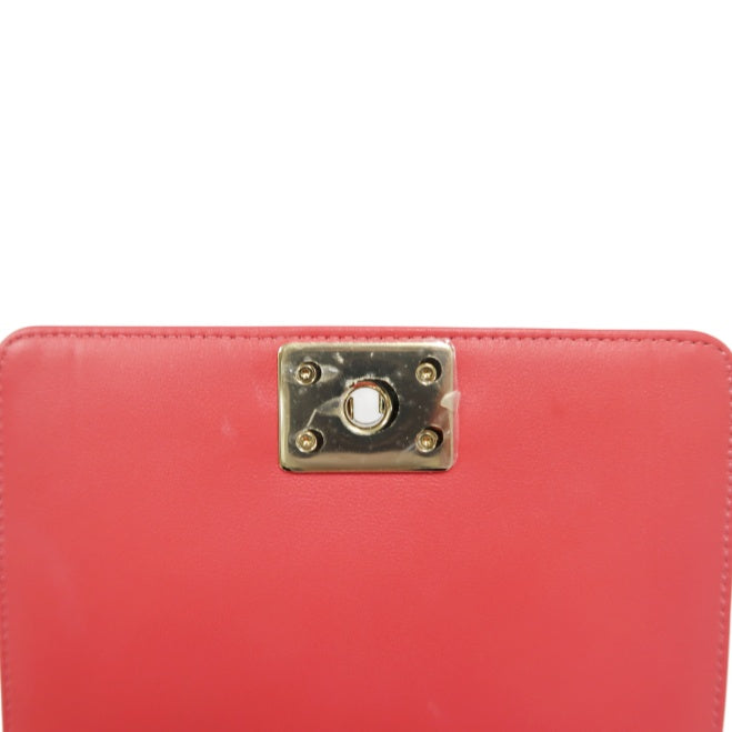 CHANEL Pink Boy Chain Shoulder Bag, Lambskin Leather, Gold Hardware